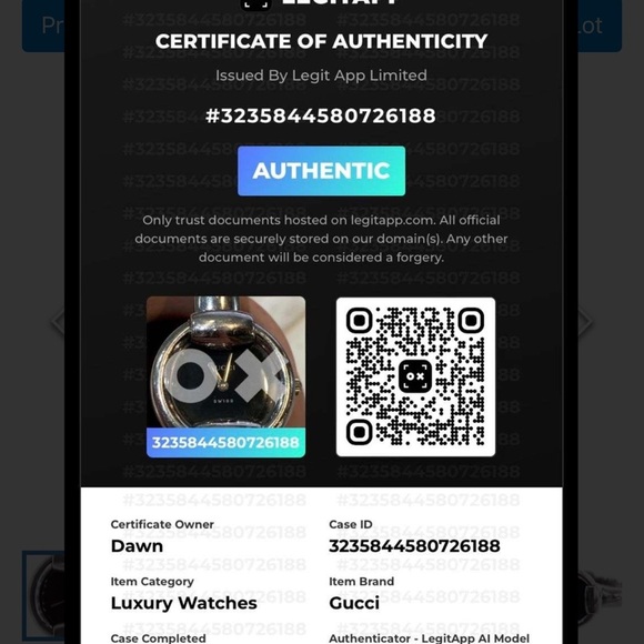 Gucci 1400 Stainless Steel Caseback - Silver and Black Engraving with COA